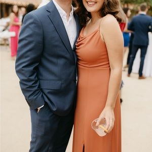 Birdy Grey Ash Cowl Neck bridesmaid dress in Terracotta